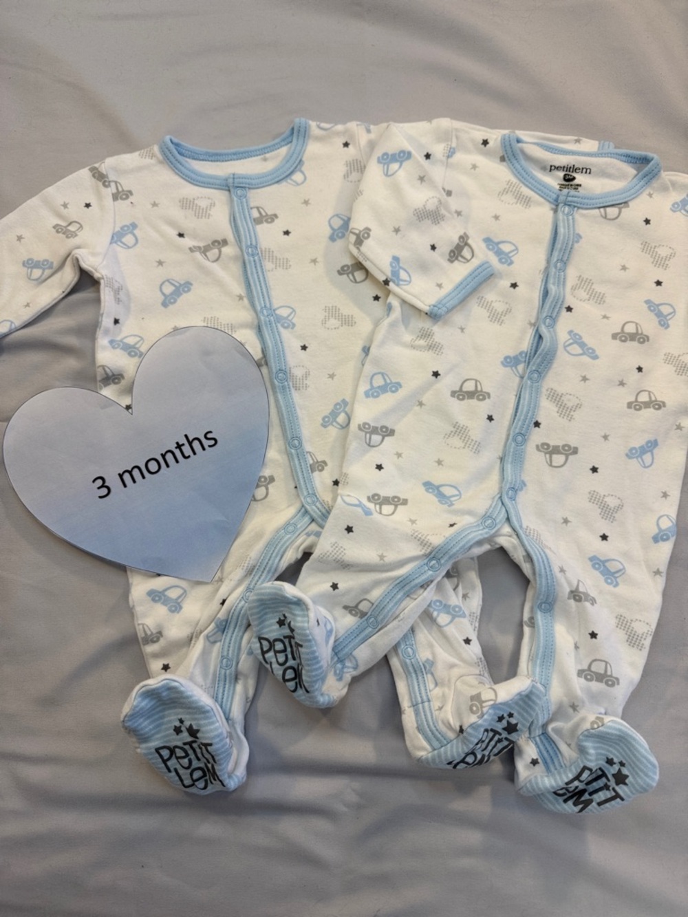 Petit Lem - pair of baby sleepers/pajams. Size 3 months